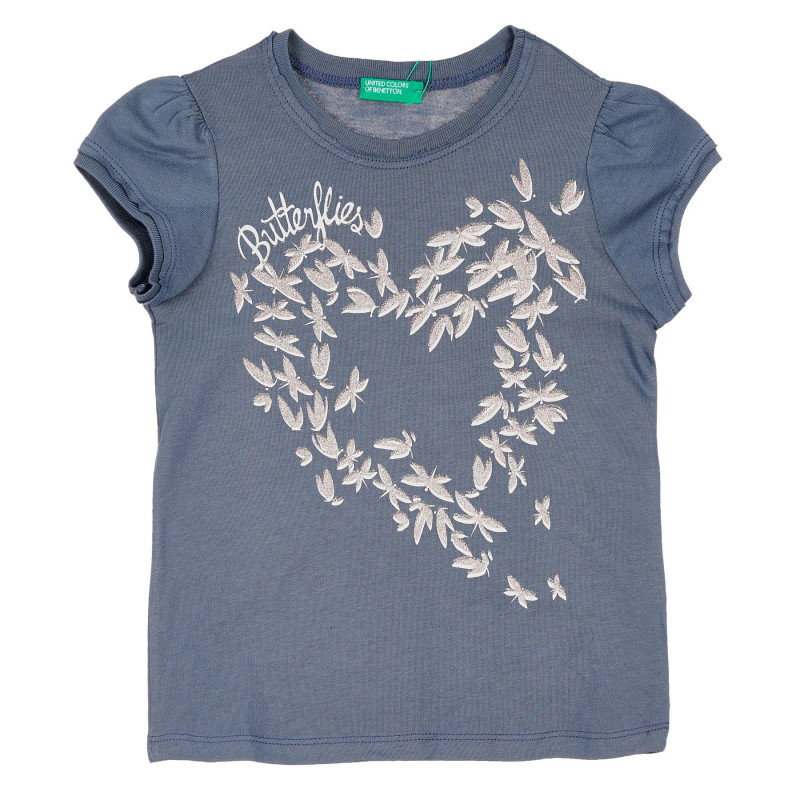Tricou din bumbac cu imprimeu fluture pentru bebeluși, gri  237004