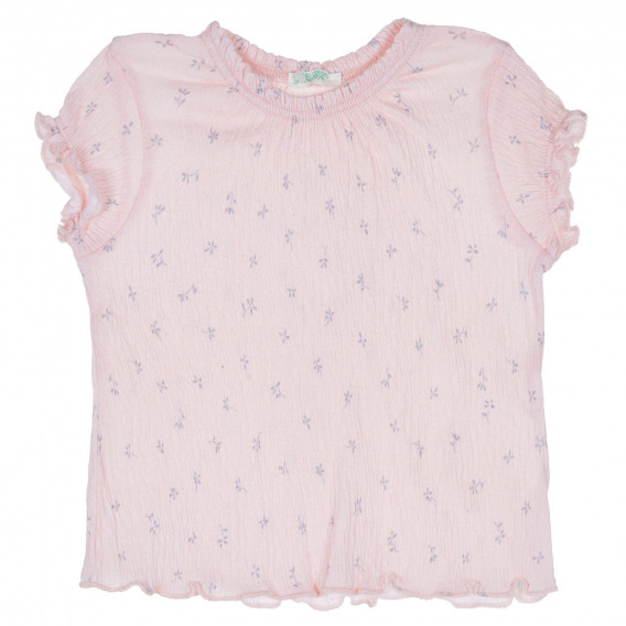 Set de tricou din bumbac și pantaloni scurți pentru bebeluși, în roz și gri Benetton 237069 2