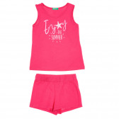 Set de pantaloni scurți și bluză din bumbac, roz Benetton 237075 