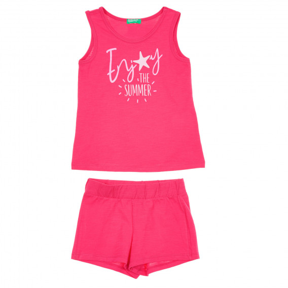 Set de pantaloni scurți și bluză din bumbac, roz Benetton 237075 