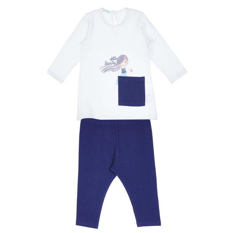 Pijamale din bumbac din două piese pentru bebeluși, în alb și albastru  237154