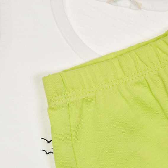 Set de tricou și pantaloni scurți din bumbac pentru bebeluși în alb și verde Benetton 237216 3
