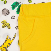 Set de bumbac cu tricou și pantaloni scurți în alb și galben Benetton 237281 4