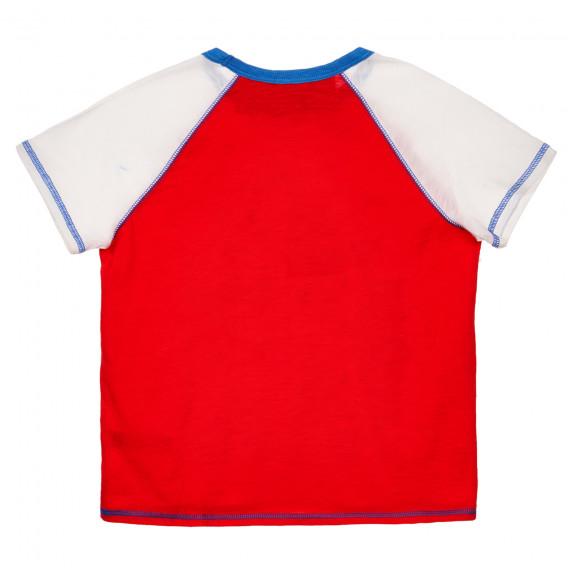 Set de tricou și pantaloni scurți din bumbac în roșu și gri Benetton 237309 4