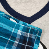 Pijamale din bumbac din două piese, cu mâneci lungi în gri și albastru Benetton 237349 4