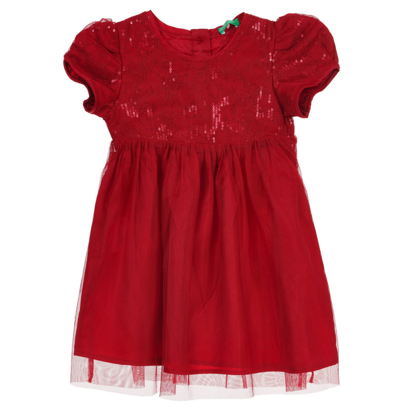 Rochie cu mâneci scurte cu paiete și fustă din tul pentru bebeluș, roșie  237423