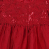 Rochie cu mâneci scurte cu paiete și fustă din tul pentru bebeluș, roșie Benetton 237424 2