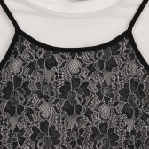 Rochie din două piese, tricou alb și dantelă neagră cu bretele Sisley 237435 2
