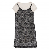 Rochie din două piese, tricou alb și dantelă neagră cu bretele Sisley 237437 4