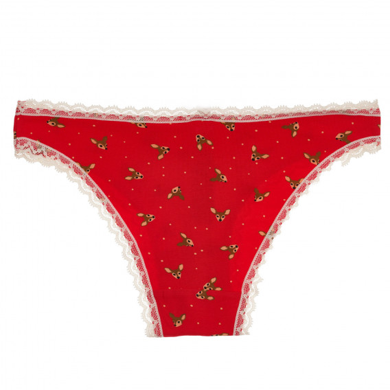 Bikini din bumbac cu dantelă albă, roșie Benetton 237444 3