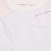 Set de tricouri din bumbac în alb și roz Benetton 237568 3