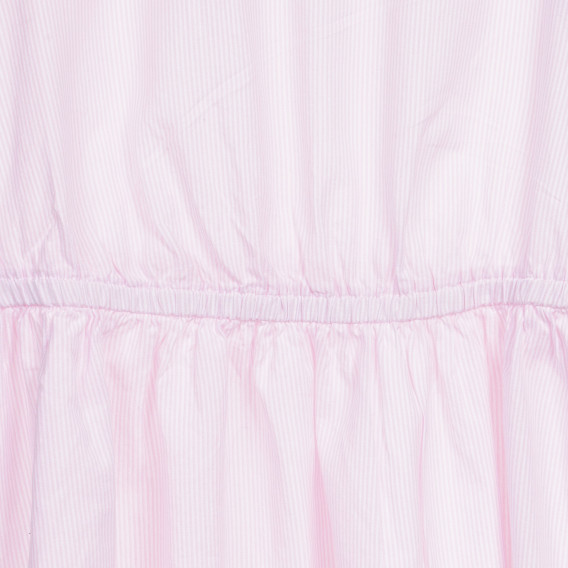 Rochie din bumbac fără mâneci cu dungi roz albe Benetton 237585 2