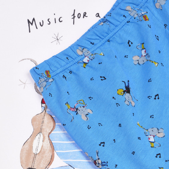 Tricou și pantaloni de pijamale din bumbac cu imprimeu cu șoarece muzician Benetton 237646 3