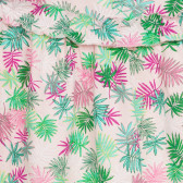 Rochie din bumbac cu volane și imprimeu cu frunze de palmier, roz deschis Benetton 237655 2
