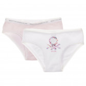 Set de două perechi de bikini din bumbac, în alb și roz Benetton 237690 