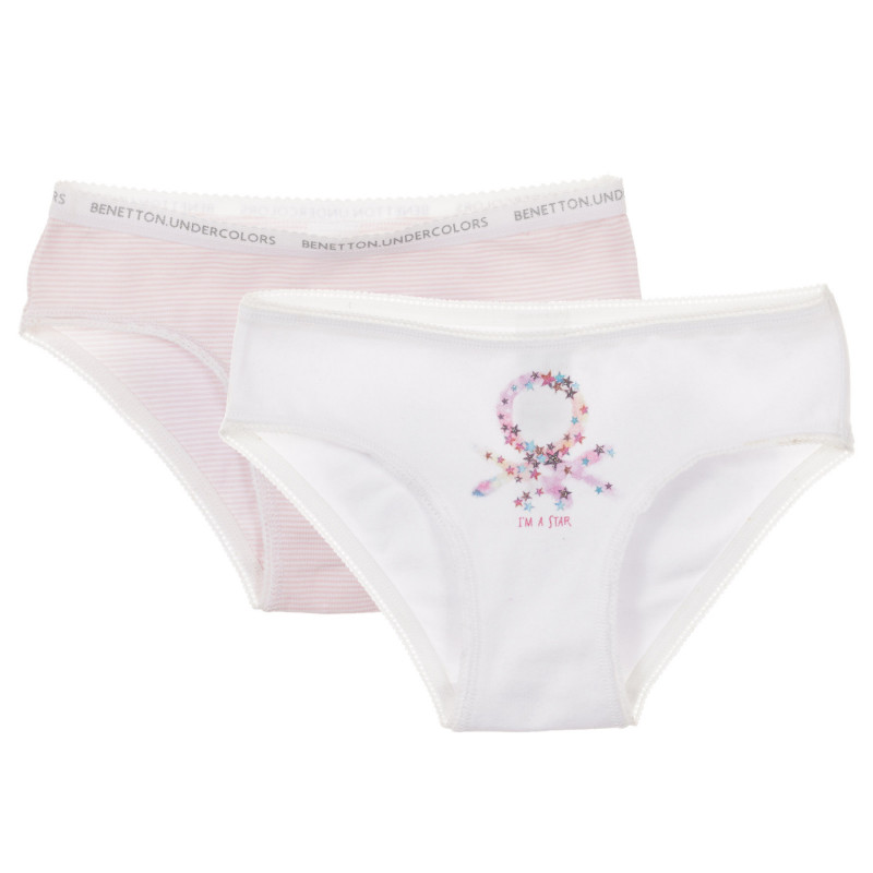 Set de două perechi de bikini din bumbac, în alb și roz  237690
