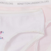 Set de două perechi de bikini din bumbac, în alb și roz Benetton 237691 2