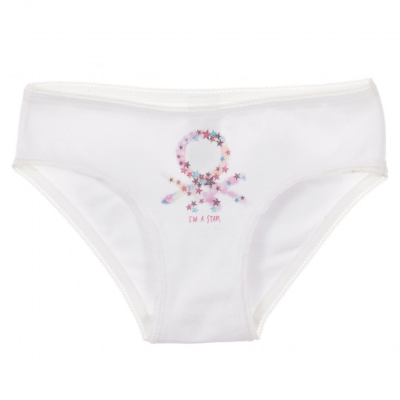 Set de două perechi de bikini din bumbac, în alb și roz Benetton 237693 4