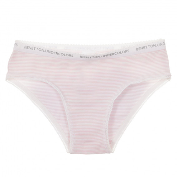 Set de două perechi de bikini din bumbac, în alb și roz Benetton 237695 6