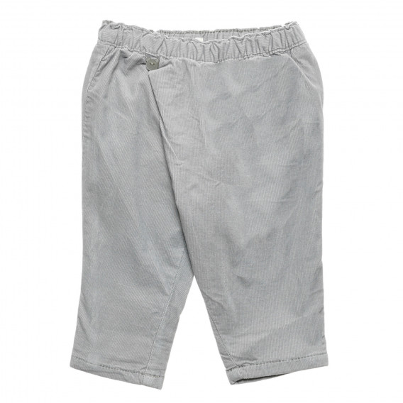 Pantaloni din bumbac cu aplicație pe buzunarul din spate pentru bebeluși, gri Benetton 237772 