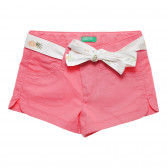 Pantaloni scurți din bumbac cu curea pentru bebeluși, roz Benetton 237780 