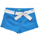 Pantaloni scurți din bumbac cu curea pentru bebeluși, albaștri Benetton 237784 