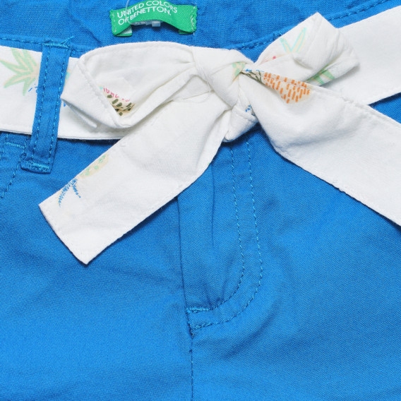 Pantaloni scurți din bumbac cu curea pentru bebeluși, albaștri Benetton 237787 3