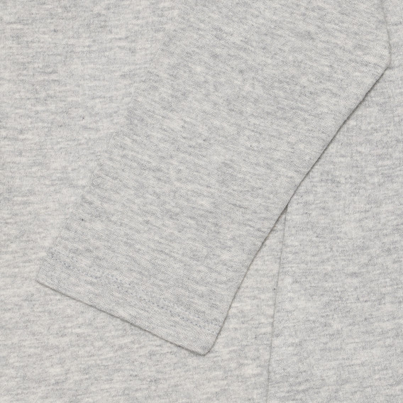Bluză din bumbac cu mâneci lungi și imprimeu în gri Benetton 237825 2