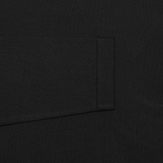 Bluză din bumbac cu mâneci lungi și aplicație de paiete, neagră Benetton 237839 4