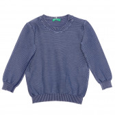 Pulover de bumbac cu tricot elastic la capăt pentru bebeluși, albastru Benetton 237935 