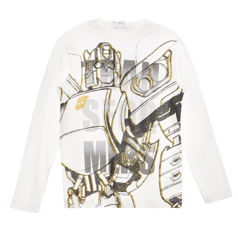 Bluză din bumbac cu imprimeu Transformers, albă  237947