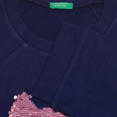 Bluză din bumbac cu mâneci lungi și aplicație de paiete Benetton 238104 3