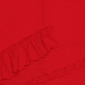 Bluză din bumbac cu mâneci lungi și bucle, roșie Benetton 238112 2
