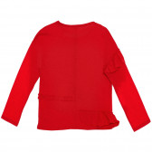 Bluză din bumbac cu mâneci lungi și bucle, roșie Benetton 238114 4