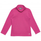 Bluză cu guler înalt din bumbac cu logo-ul mărcii pentru bebeluși, roz Benetton 238115 