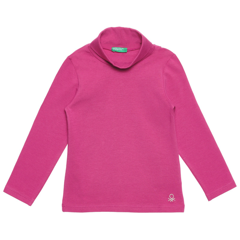 Bluză cu guler înalt din bumbac cu logo-ul mărcii pentru bebeluși, roz  238115