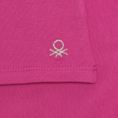Bluză cu guler înalt din bumbac cu logo-ul mărcii pentru bebeluși, roz Benetton 238117 3