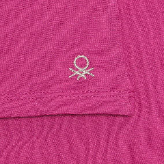 Bluză cu guler înalt din bumbac cu logo-ul mărcii pentru bebeluși, roz Benetton 238117 3