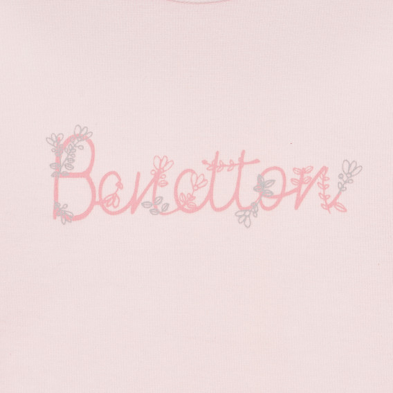 Bluză din bumbac cu numele de marcă pentru bebeluși, roz Benetton 238119 2