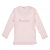 Bluză din bumbac cu numele de marcă pentru bebeluși, roz Benetton 238120 