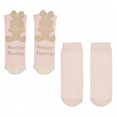 Set de două perechi de șosete Happy Bunny, roz Benetton 238155 