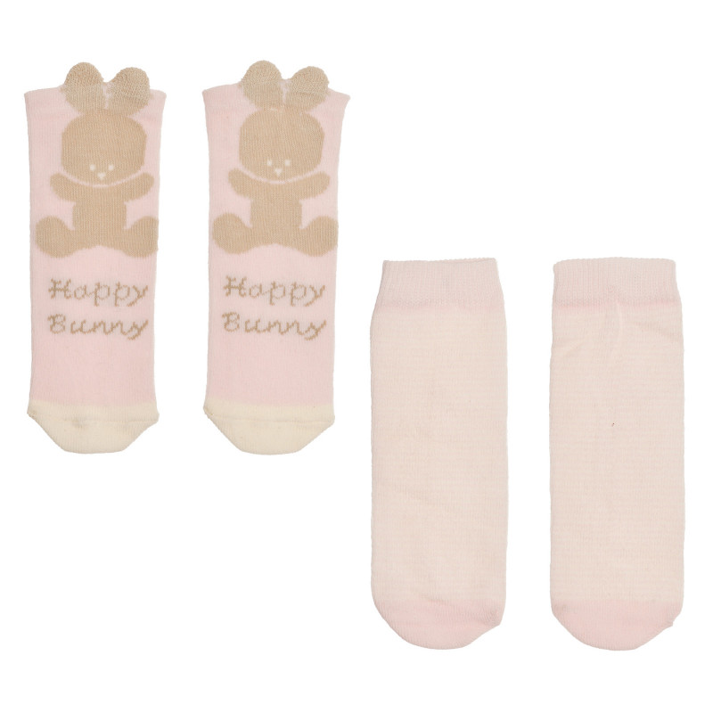 Set de două perechi de șosete Happy Bunny, roz  238155