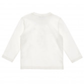 Bluză din bumbac cu mâneci lungi și imprimeu, în alb Benetton 238229 4