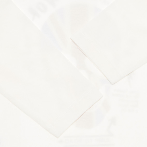 Bluză din bumbac cu mâneci lungi și imprimeu, în alb Benetton 238230 3