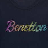 Bluză din bumbac cu inscripția mărcii pentru bebeluși în albastru închis Benetton 238242 3