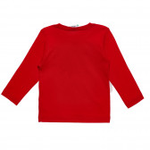 Bluză din bumbac cu mâneci lungi și imprimeu, roșie Benetton 238244 4
