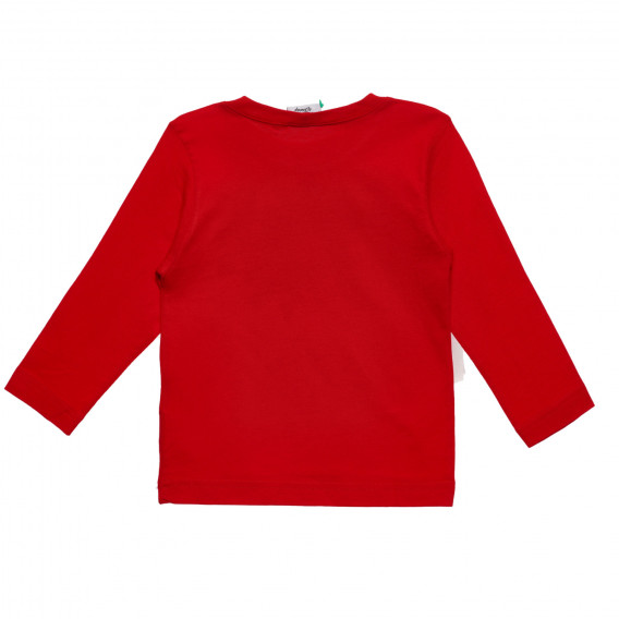 Bluză din bumbac cu mâneci lungi și imprimeu, roșie Benetton 238244 4
