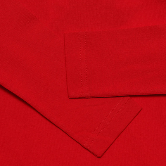 Bluză din bumbac cu mâneci lungi și imprimeu, roșie Benetton 238245 2
