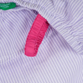 Rochie din bumbac cu dungi, cu volane și bretele roz pentru bebeluși Benetton 238278 3