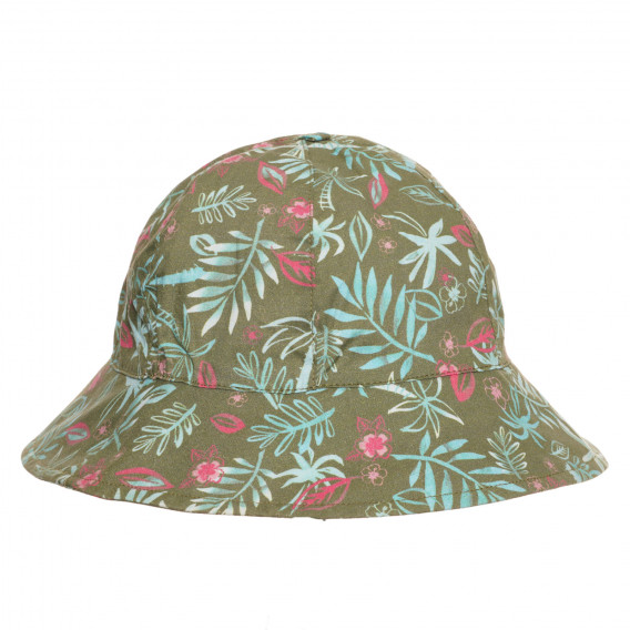 Pălărie din bumbac cu imprimeu floral, verde închis Benetton 238402 